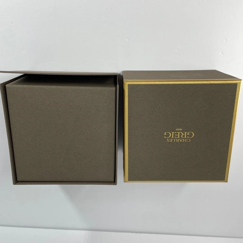Charles Greig 1899 Luxury Jewelry Watch Presentation Box Set Brown Gold Trim